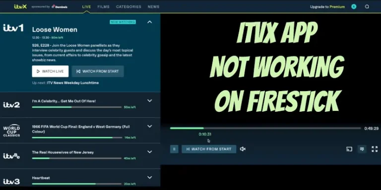 The image shows IVTX app with a message that ITVX app is not working